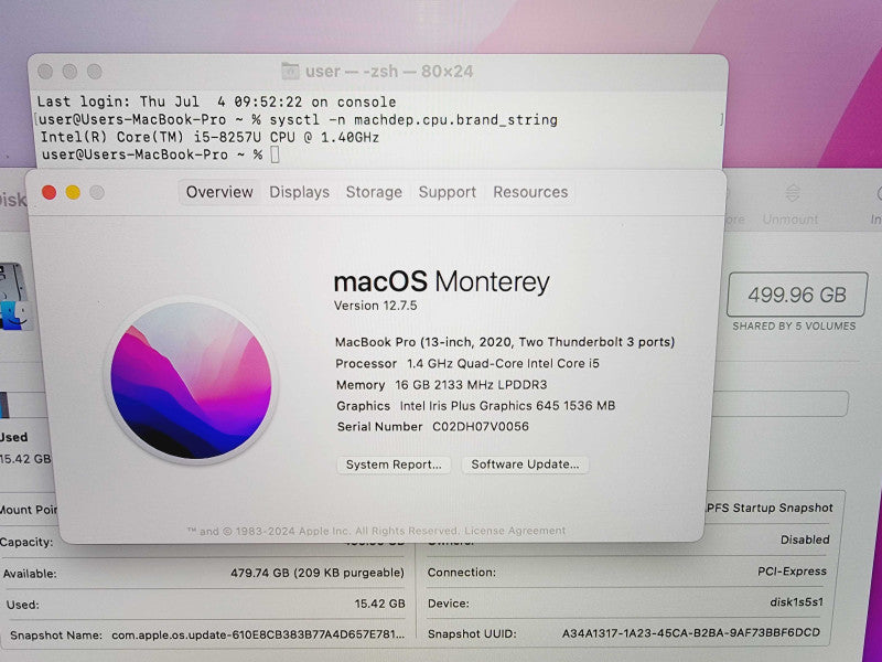 Apple Macbook Pro 2020 13\\" 4-Core i5-8257U @ 1.4GHz 16GB DDR3 512GB SSD (