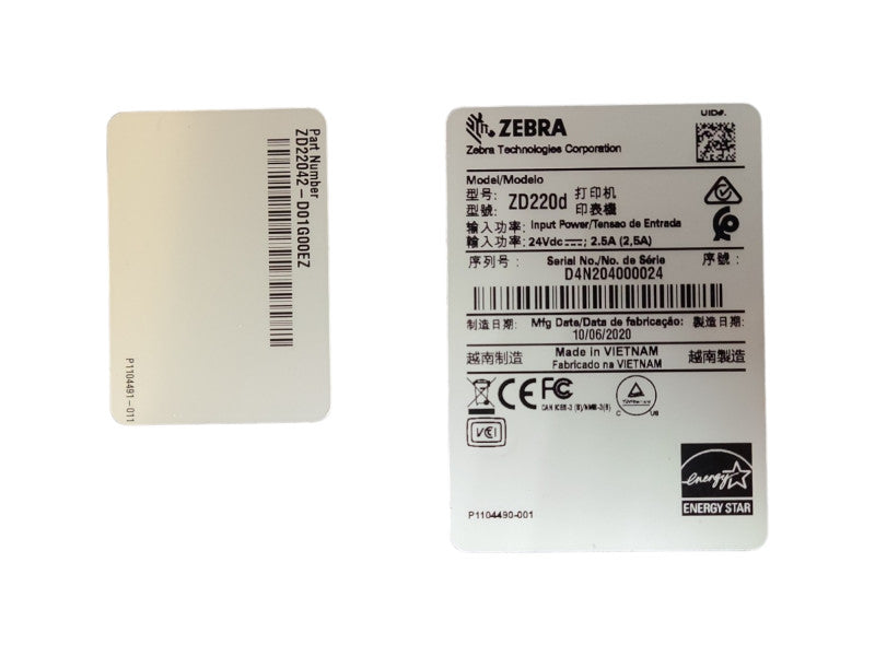 Zebra ZD220d Barcode Printer Direct Thermal Transfer Desktop ZD22042-D01G00EZ