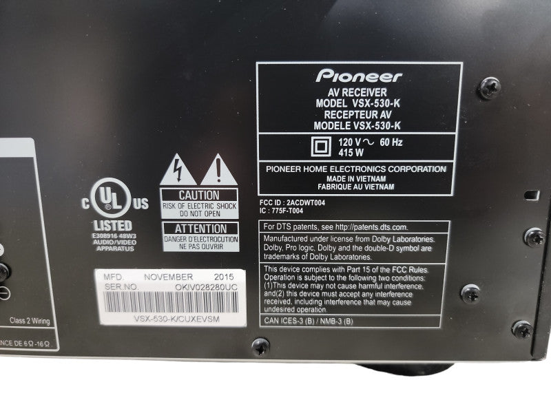 Pioneer VSX-530-K 5.1 Channel Home Theater Receiver