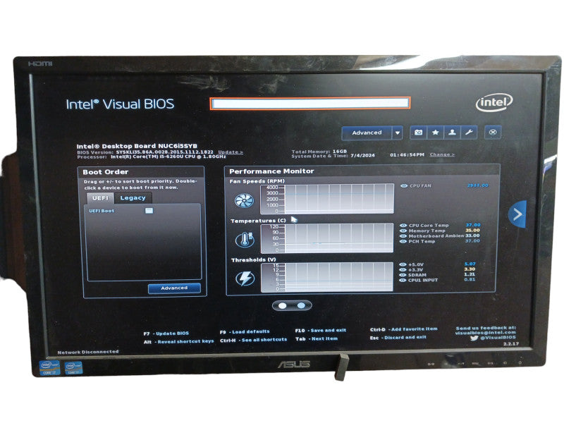 Intel NUC6i5SYB i5-6260U 8GB DDR4 Mini PC