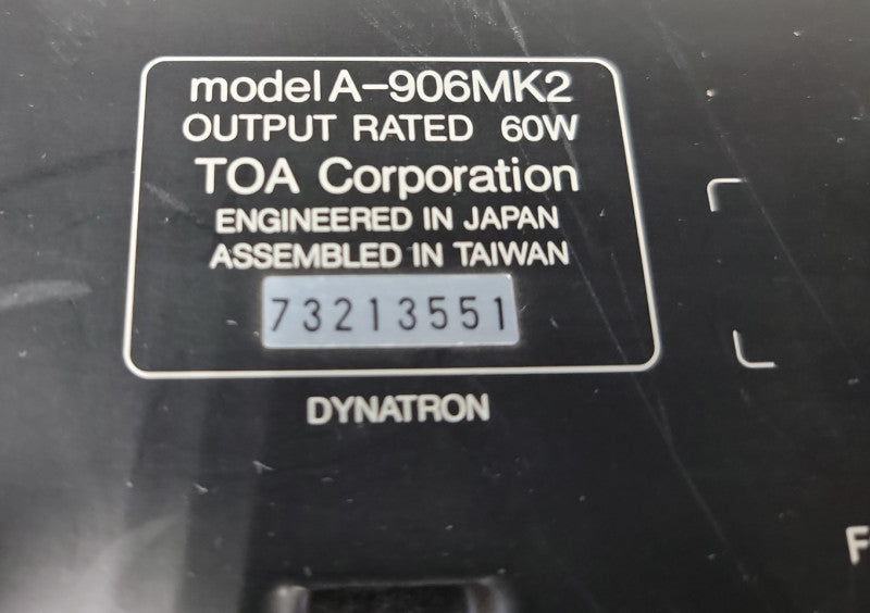 TOA 900 Series II 8-Input Mixer Amplifier Model A-906MK2