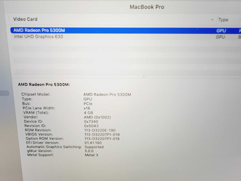 Apple Macbook Pro 2019 16\\" 6-Core i7-9750H @ 2.6GHz 16GB DDR4 512GB SSD Radeon Pro 5300 4GB (