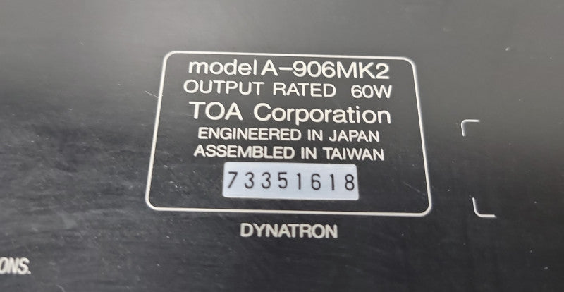 TOA 900 Series II 8-Input Mixer Amplifier Model A-906MK2