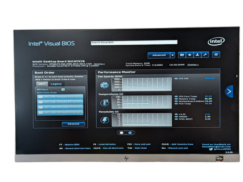 Intel NUC NUC6i7KYK Core i7-6770HQ @ 2.60GHz 32GB RAM & 512GB NVMe Storage -
