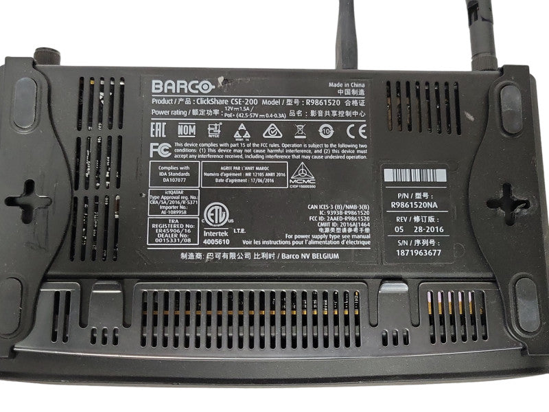 BARCO CLICKSHARE CSE-200 R9861520 WIRELESS PRESENTATION SYSTEM READ _