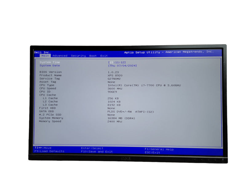 Dell XPS 8920 i7 - 7700 CPU @ 3.60GHz 16GB DDR4 Ram Î¸