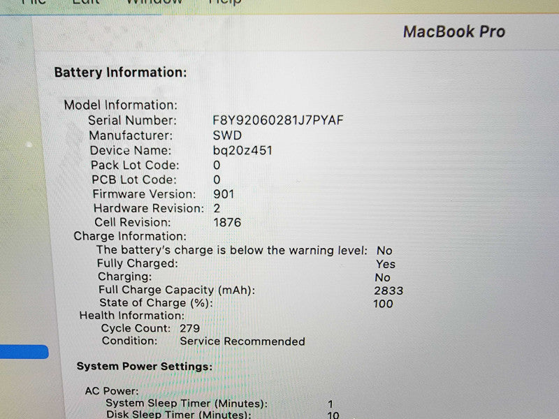 Apple Macbook Pro 2019 13\\" 4-Core i7-8569U @ 2.8GHz 16GB DDR3 256GB SSD (