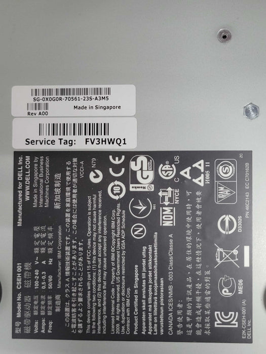 Dell LTO-5 External Tabletop SAS Tape Drive 0X0G0R, READ _