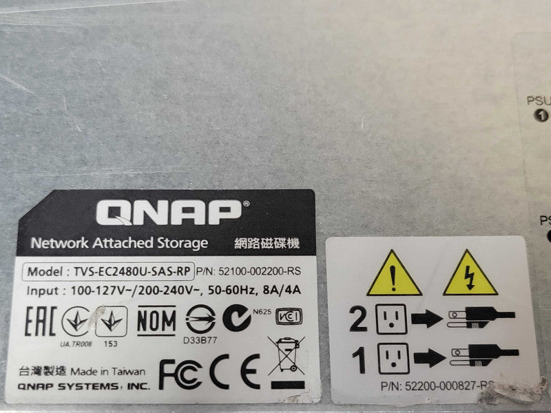 QNAP TVS-EC2480U-SAS-RP 24-Bay 12Gb/s NAS System  w/ 8x 8TB HDDs 2x PSU, SEE _