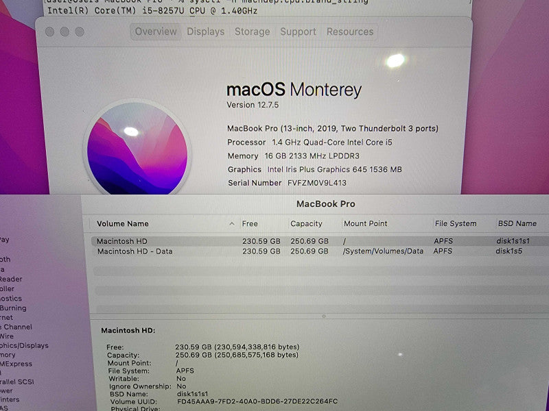 MacBook Pro 2019 | 4-Core i5-8257 @1.4GHz | 16GB RAM | 500GB SSD
