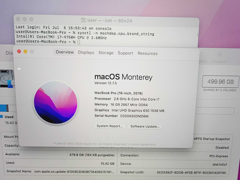 Apple Macbook Pro 2019 16\\" 6-Core i7-9750H @ 2.6GHz 16GB DDR4 512GB SSD Radeon Pro 5300M 4GB (