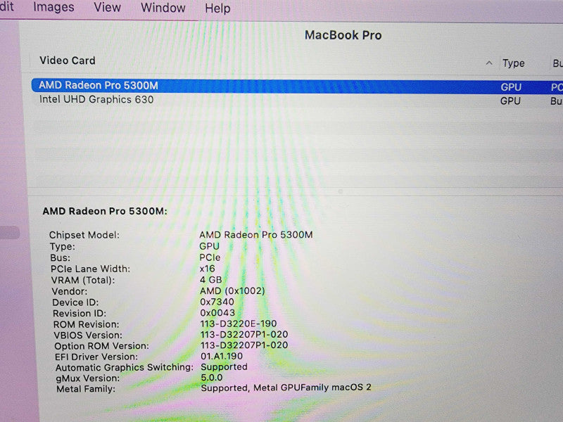 Apple Macbook Pro 2019 16\\" 6-Core i7-9750H @ 2.6GHz 16GB DDR4 512GB SSD Radeon Pro 5300M 4GB (