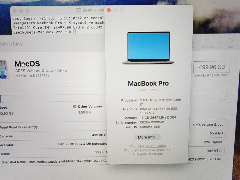 Apple Macbook Pro 2019 16\\" 6-Core i7-9750H @ 2.6GHz 16GB DDR4 512GB SSD Radeon Pro 5300M 4GB (