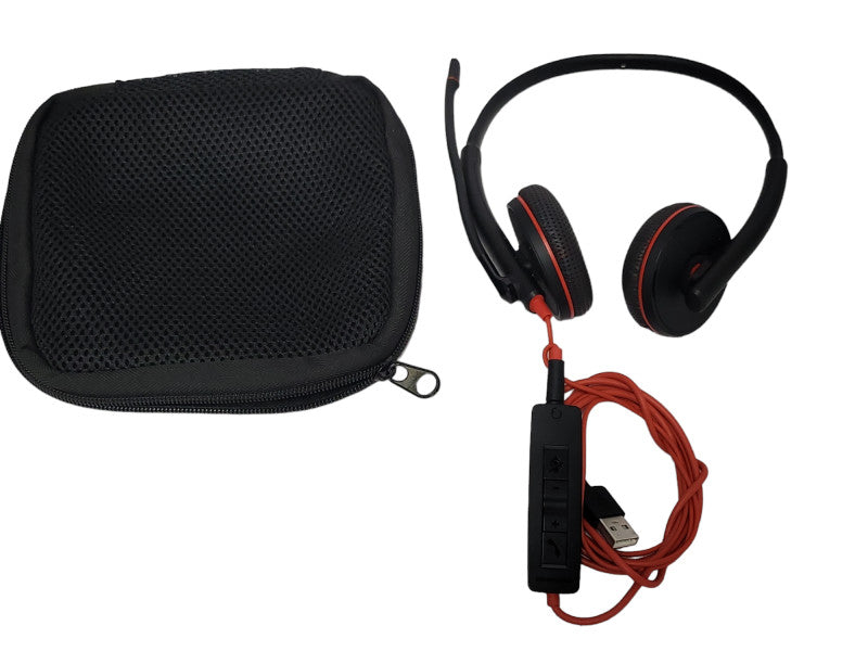 Poly Plantronics PLT Red Wire Headset + Microphone + Case, SEE Q_