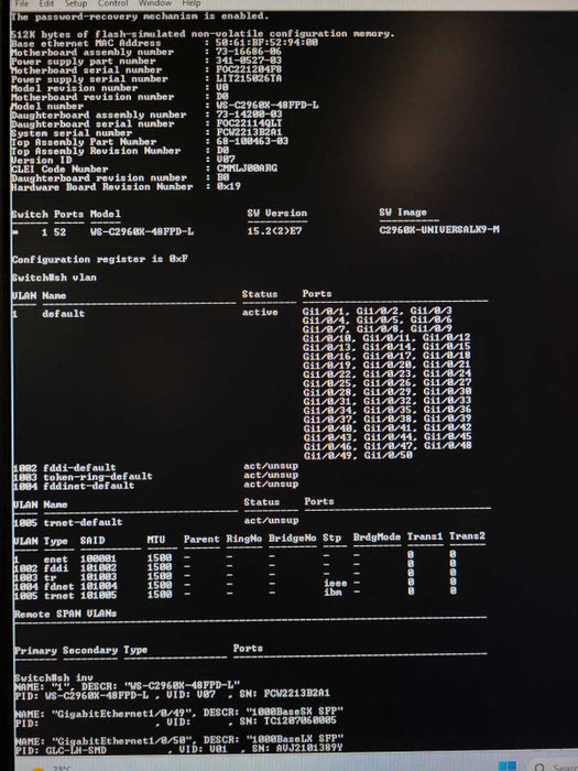 Cisco WS-C2960X-48FPD-L V07| 48 Port Gigabit PoE+ 740W 2x 10G SFP+ $