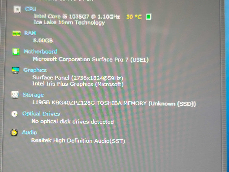 Microsoft Surface Pro 7 (1866) Core i5-1035G4 1.1GHz, 8GB, 128GB SSD Q_ Lap200