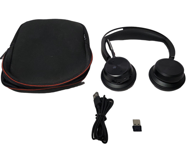 Poly Voyager Focus 2 UC wireless Headset with Mic/USB Cable/USB dongle/Case _
