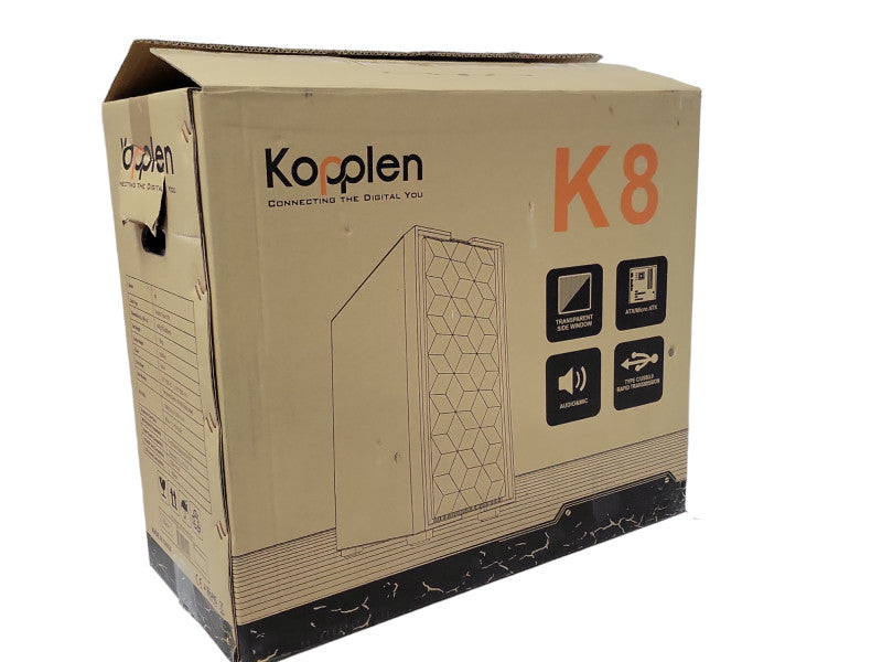 Kopplen K8 Mid Tower Gaming Case w/ 4x 120mm ARGB Fan, Fans Controller, Read _
