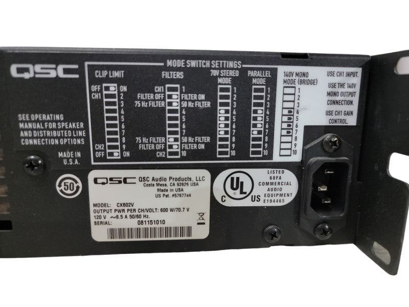 QSC CX-602V Professional 2-Channel Power Amplifier 600W Per Channel