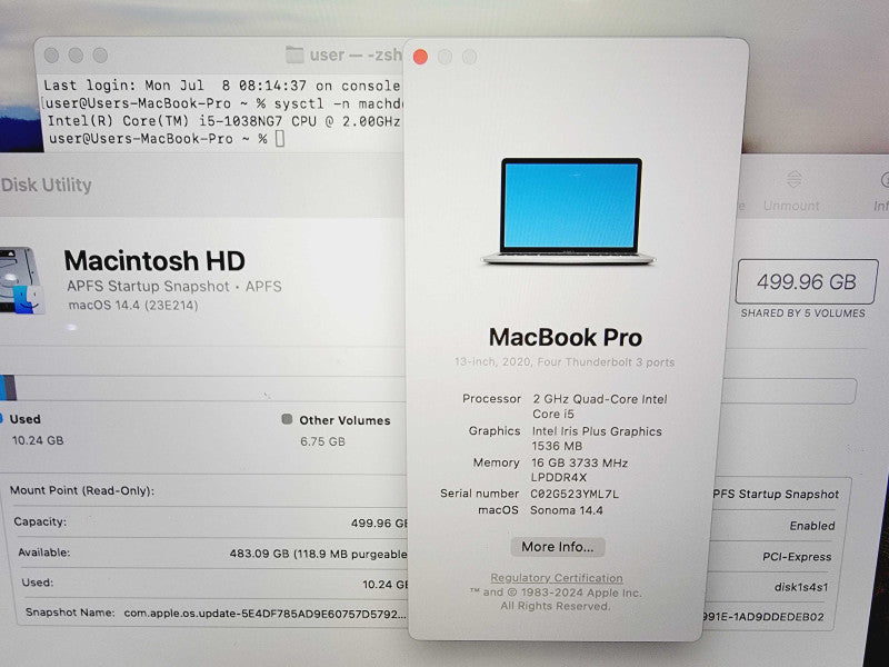 Apple Macbook Pro 2020 13\\" 4-Core i5-1038NG7 @ 2.0GHz 16GB DDR4 512GB SSD (