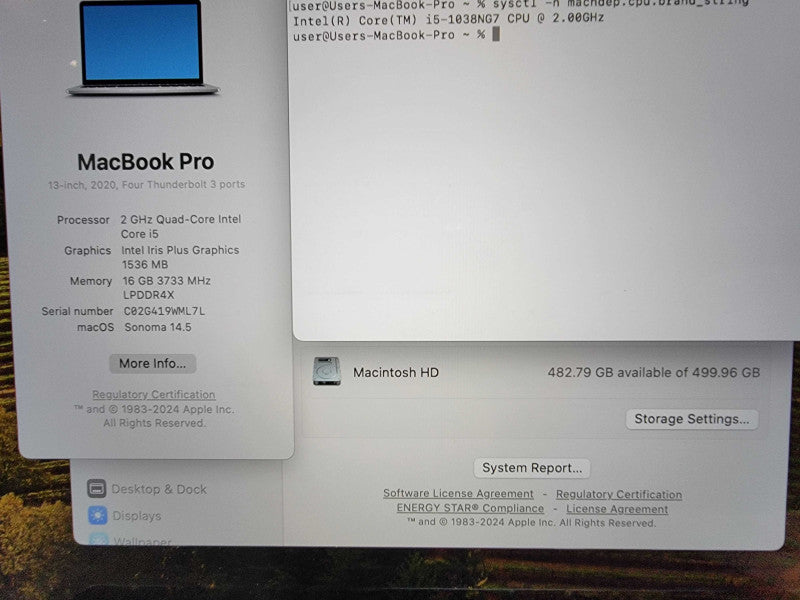 Apple MacBook A2251 2020 13\\" | i5-1038NG7 @2.0GHz | 16GB RAM | 500GB SSD