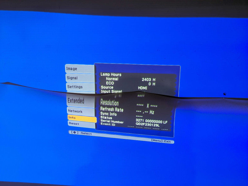 Epson PowerLite 435W H449A LCD Projector, Lamp hour: 2403Hrs