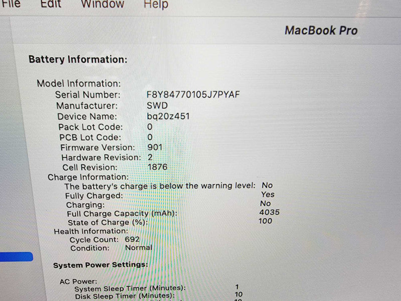 Apple Macbook Pro 2018 13\\" 4-Core i7-8559U @ 2.7GHz 16GB DDR3 256GB SSD (