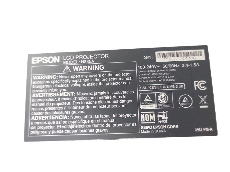 Epson H835A PowerLite 975W WXGA 3LCD Projector