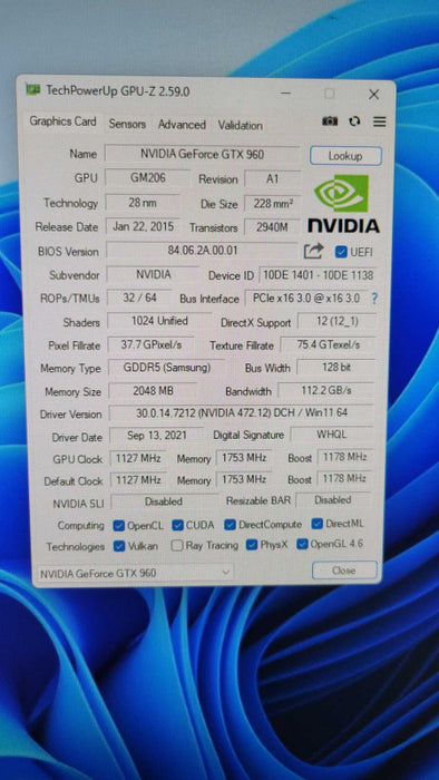 NVIDIA GTX 960 2GB PCIE  %