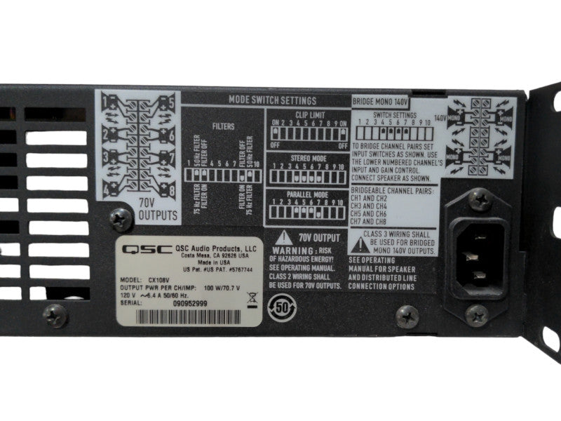 QSC CX108V CX 8-Channel 100W 70V Power Amplifier