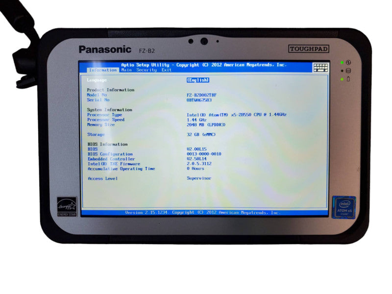 Panasonic Toughpad FZ-B2 Atom x5-Z8550 2GB RAM 32GB eMMC SSD @