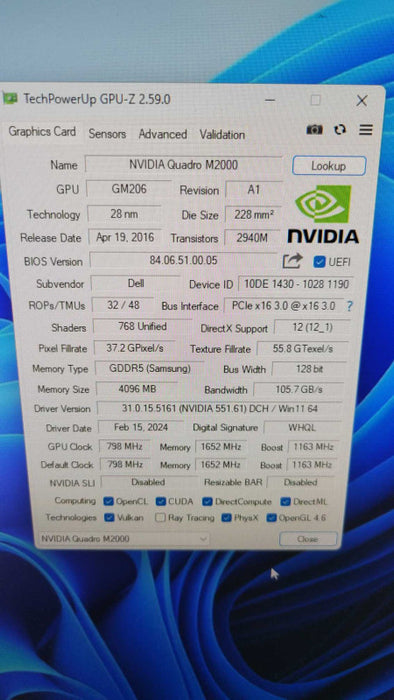NVIDIA QUADRO M2000 4GB PCIE %