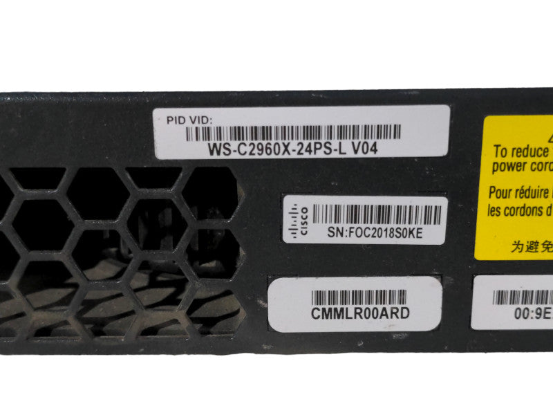Cisco WS-C2960X-24PS-L, 24-Port Gigabit PoE+ 370W Switch, 4x SFP