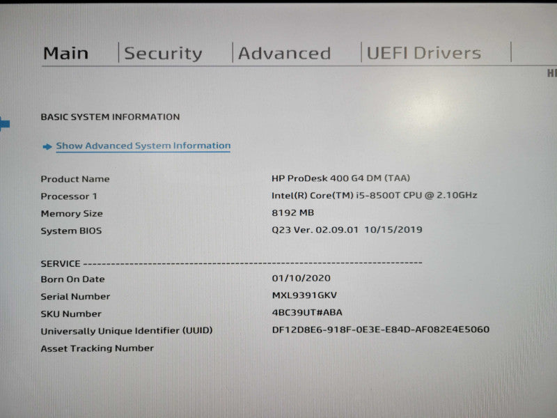 HP ProDesk 400 G4 USFF, i5-8500T 2.10GHz 6C, 8GB DDR4, 256GB Nvme !