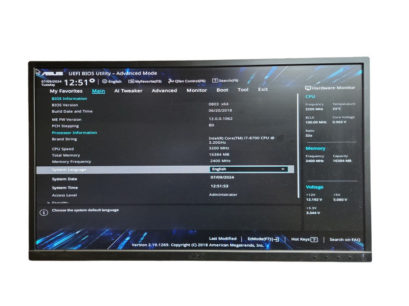 Custom PC Inter Core(TM) i7 - 8700 CPU @ 3.20GHz 16GB DDR4 Ram Î¸