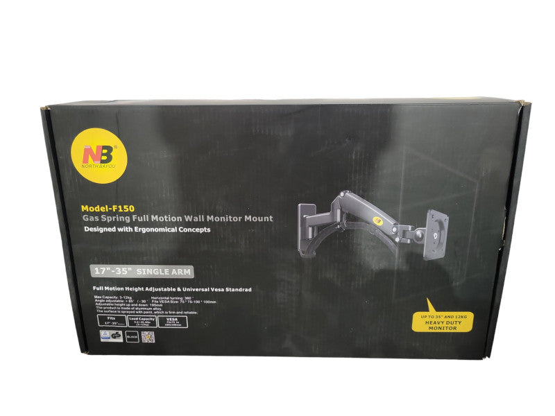 NB North Bayou TV Monitor Wall Mount Full Motion 17-35\\" Single Arm Swivel F-1 !