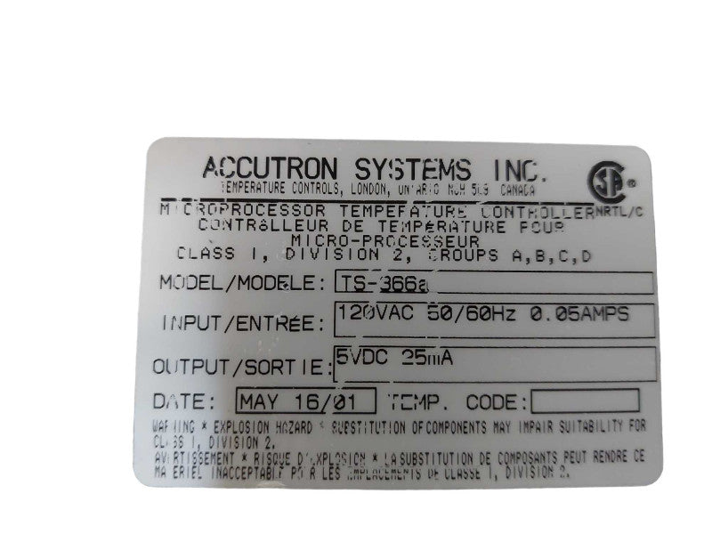Accutron TraceStat TS366 Controller =