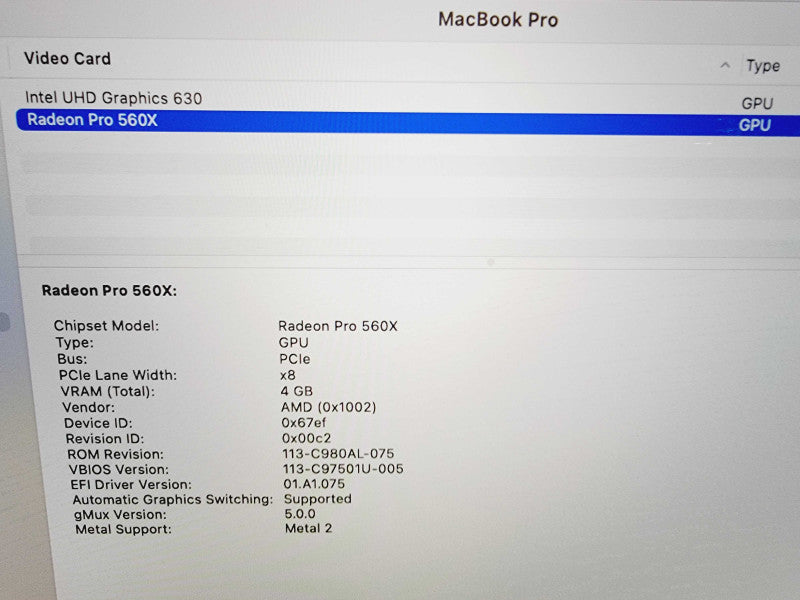 Apple Macbook Pro 2019 15\\" 8-Core i9-9880H @ 2.3GHz 16GB DDR4 512GB SSD Radeon Pro 560x 4GB (