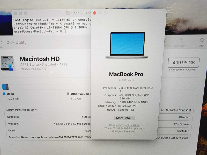 Apple Macbook Pro 2019 15\\" 8-Core i9-9880H @ 2.3GHz 16GB DDR4 512GB SSD Radeon Pro 560x 4GB (