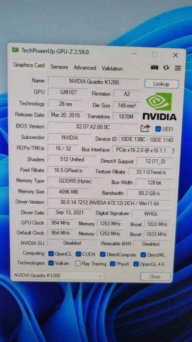 NVIDIA QUADRO K1200 4GB PCIE - 4x Mini DP %