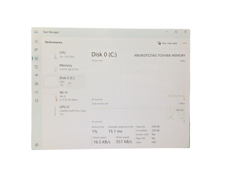 Surface Pro 7 Intel Core i5-1035G4 @ 1.10Ghz 8GB RAM & 256GB SSD 1866 -
