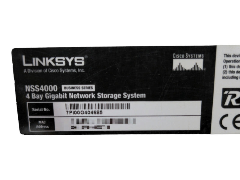 Cisco Linksys NSS4000, 4 Bay Gigabit Network Storage System, 4x 1TB HDDs
