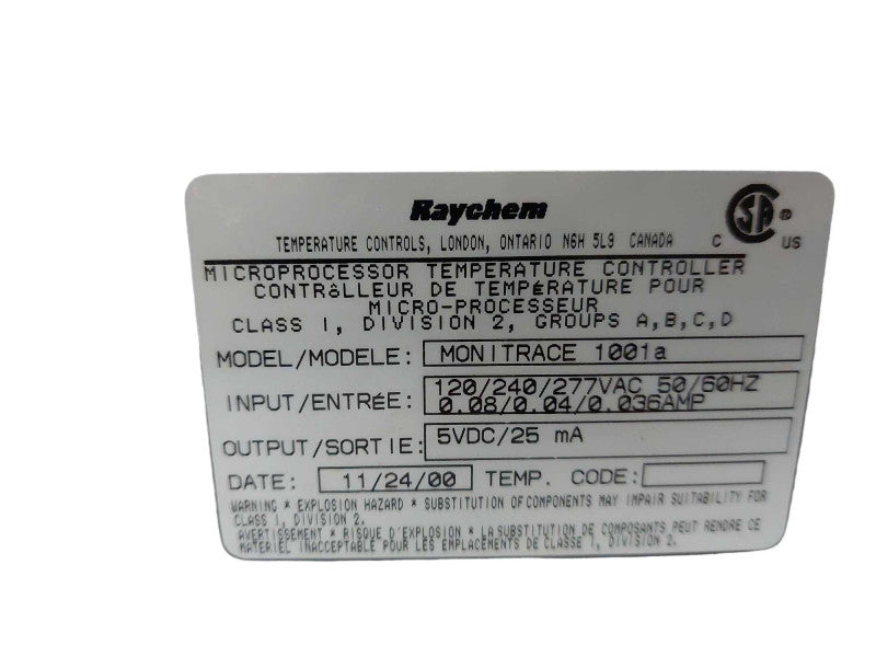 RayChem HTS Canada MoniTrace 1001A Microprocessor Temperature Controller =