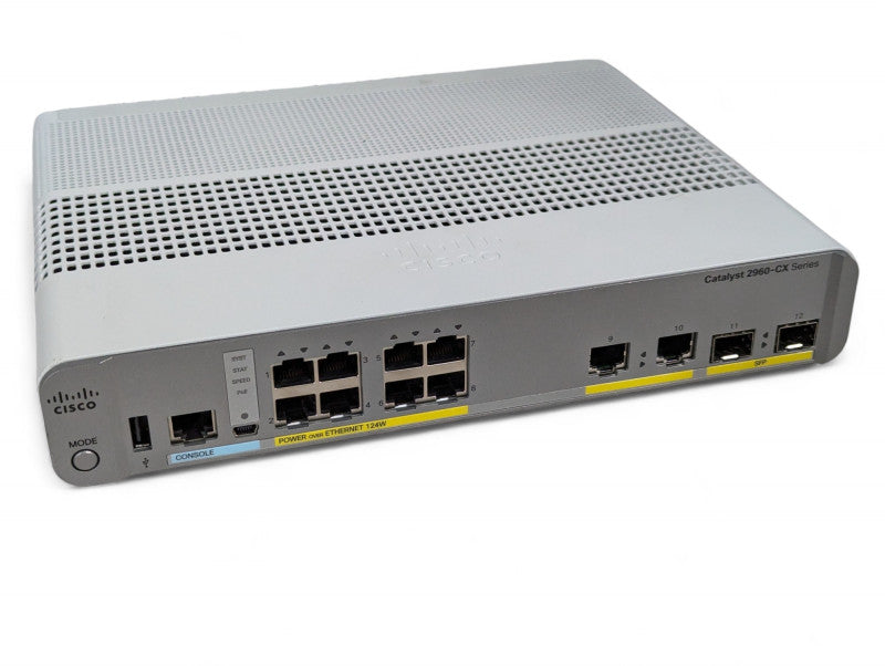 Cisco 2900-CX WS-C2960CX-8PC-L 8 port gigabit PoE silent switch SFP uplink  -