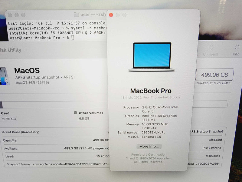 Apple Macbook Pro 2020 13\\" 4-Core i5-1038NG7 @ 2.0GHz 16GB DDR4 512GB SSD (