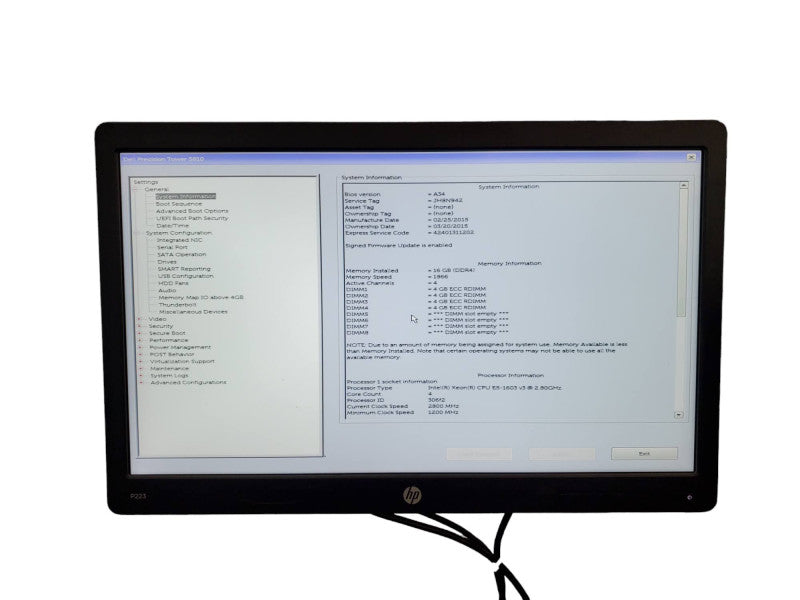 Dell Precision Tower 5810 Xeon E5-1603v3 16GB DDR4 Quadro K1200 NO HDD @