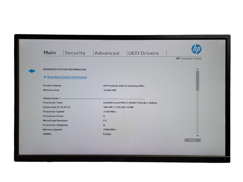 HP ProDesk 400 G5 Desktop Mini i5 - 9500T CPU @ 2.20GHz 16GB DDR4 Ram  Î¸