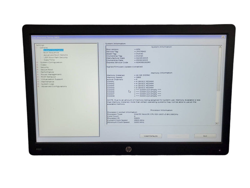 Dell Precision Tower 5810 Xeon E5-1603v3 16GB DDR4 Quadro K620 NO HDD @