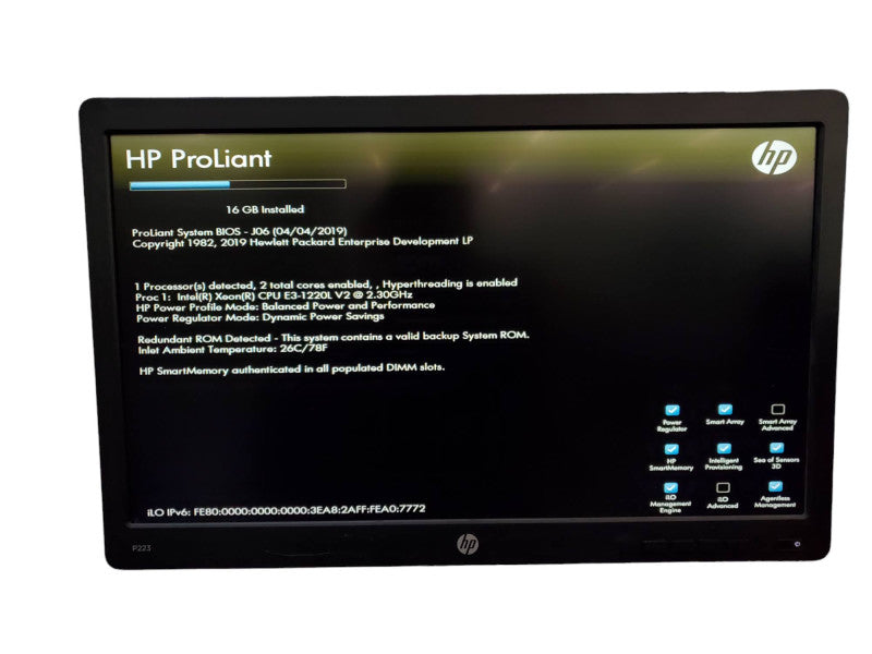 HP ProLiant MicroServer Gen8 E3-1220Lv2 16GB DDR3 B120i NO HDD @