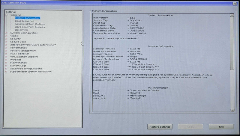 Dell OptiPlex 5070 SFF, i3-9100 3.60GHz 4C, 8GB DDR4, 256GB NVMe